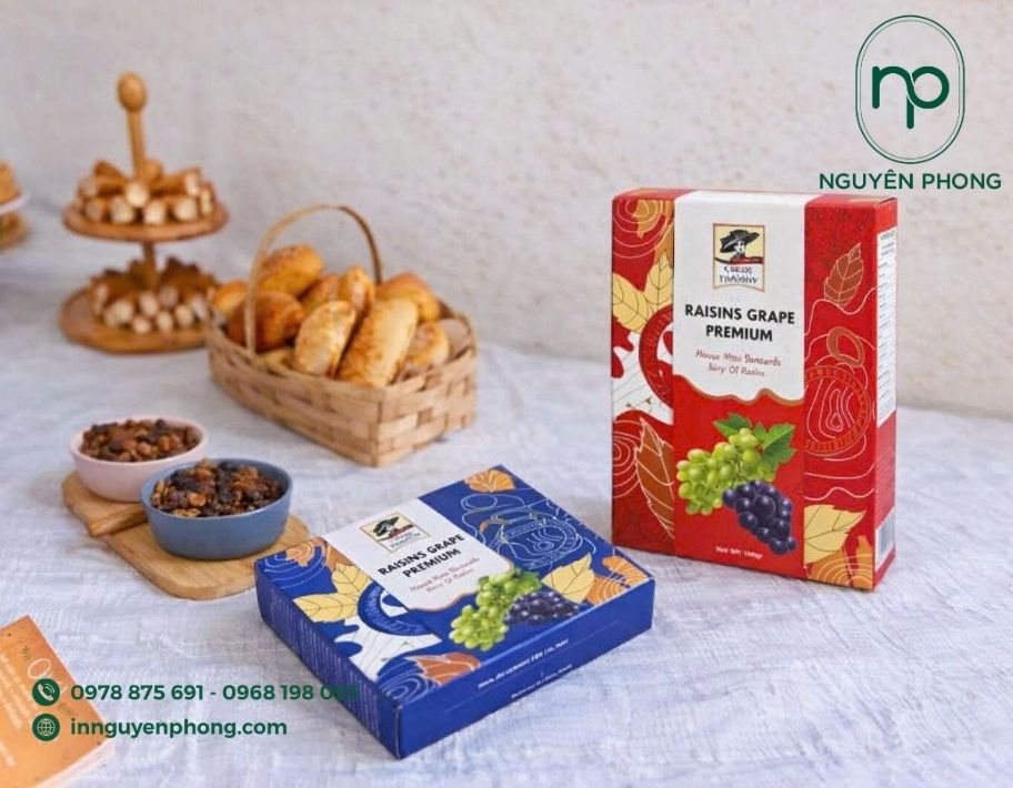 Mẫu in hộp giấy đựng nho khô premium 